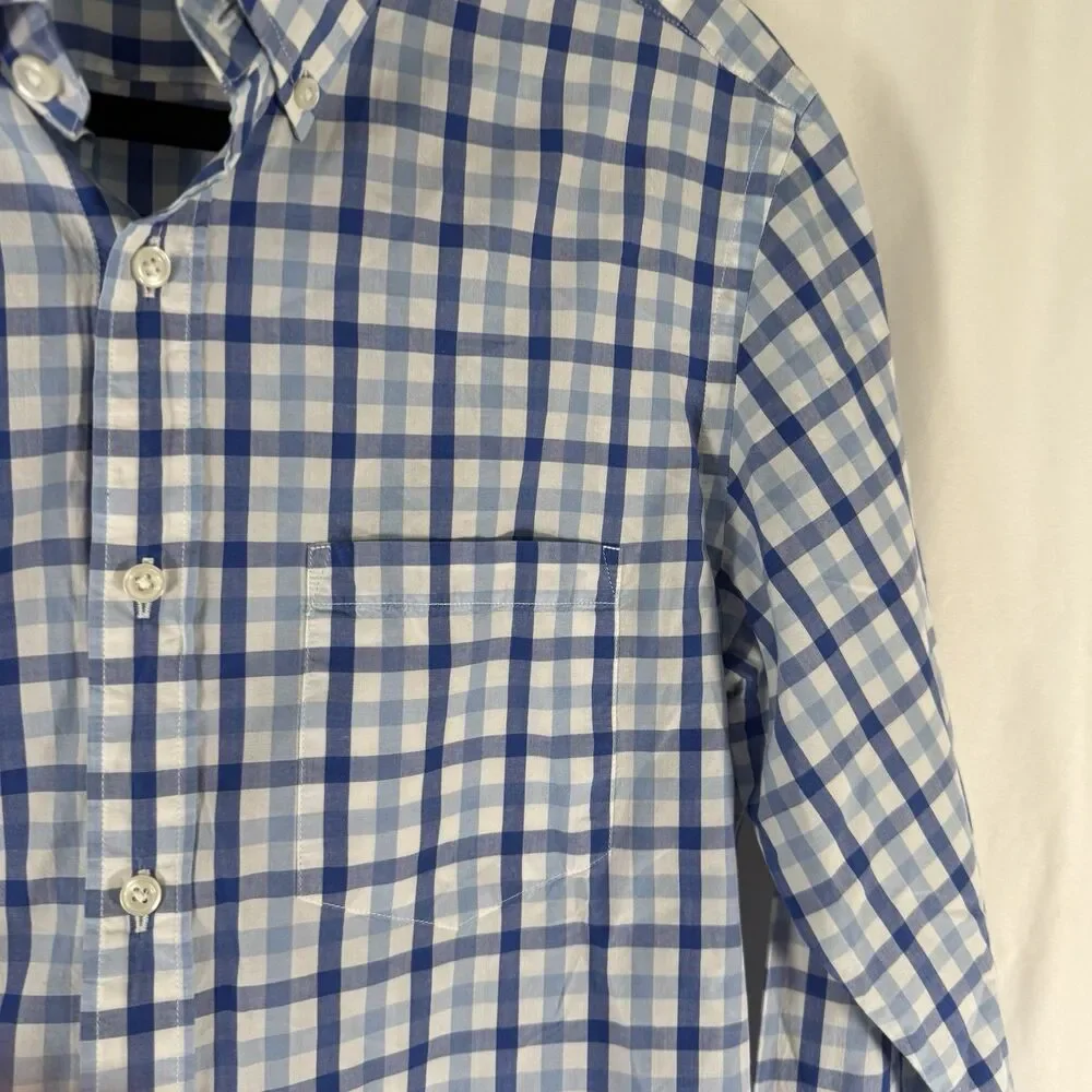 J. Crew Light Weight Shirt Men's Small Blue Plaid Long Sleeve Button Down Collar